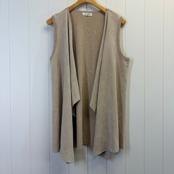 Calvin Klein Jackets & Blazers - Calvin Klein Quiet Luxury Faux Suede Knit Cardigan Vest Women Size XL Minimalist